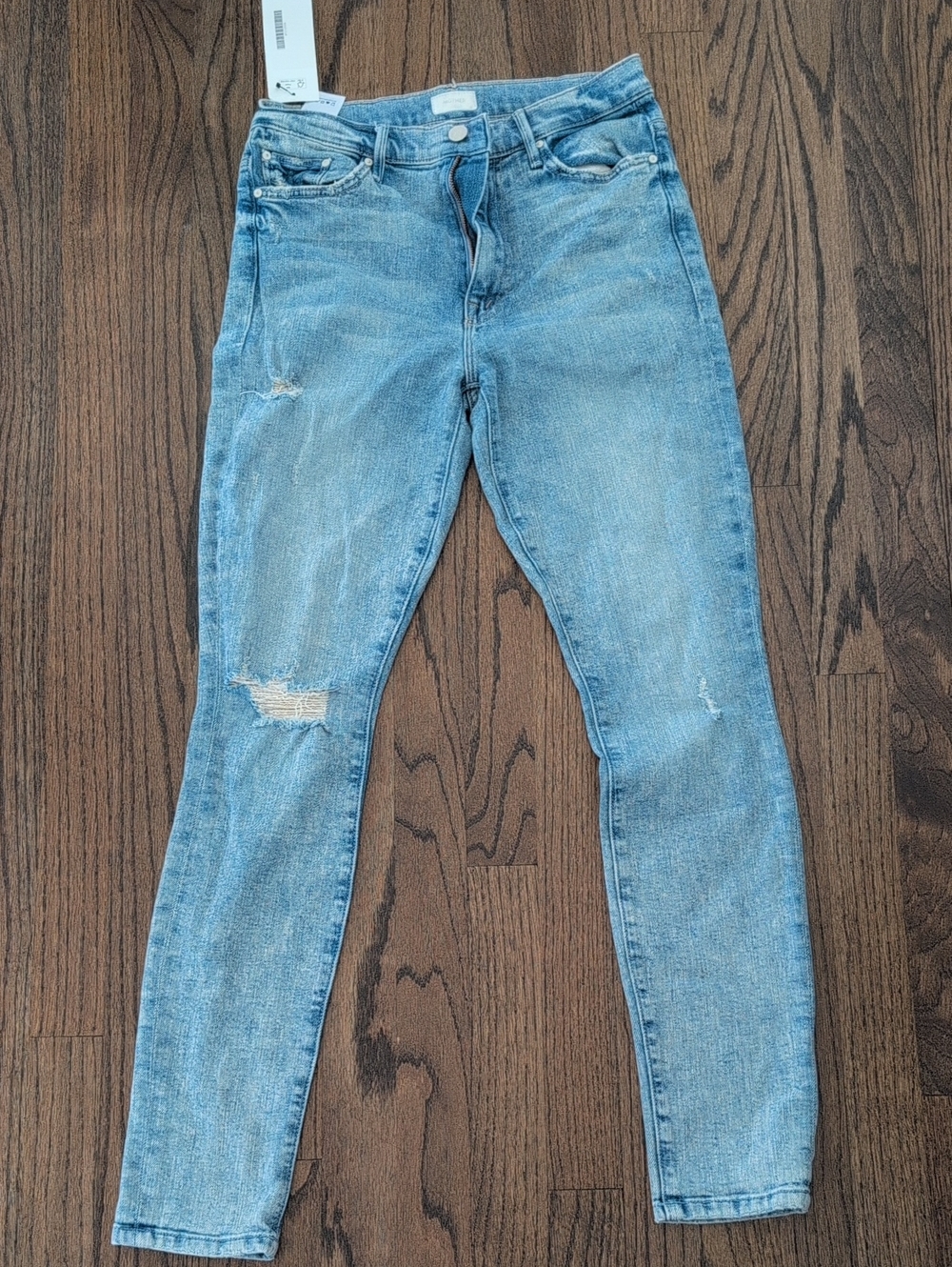MOTHER Women's Light Blue Distressed Skinny Jeans